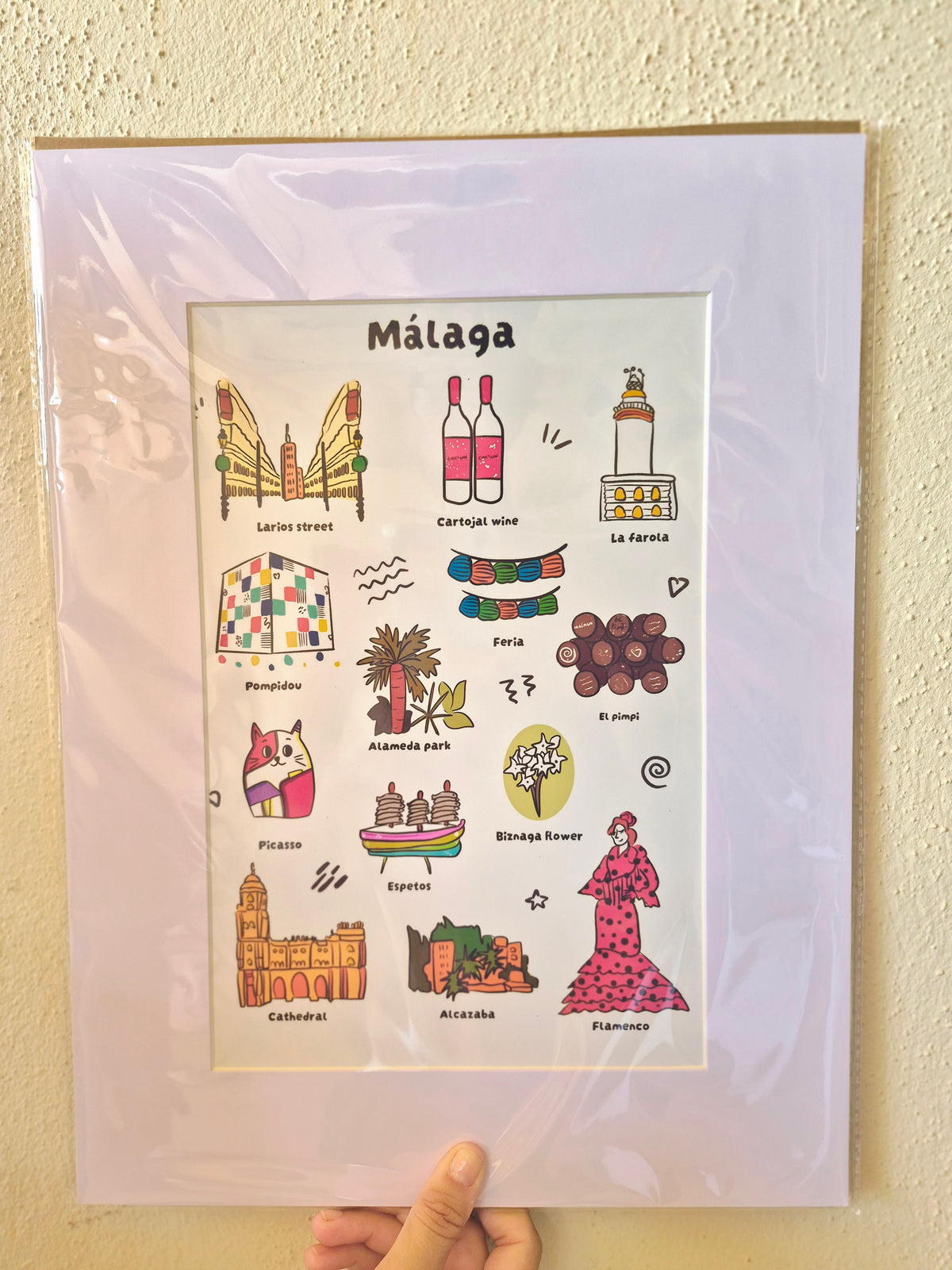 Lámina Málaga Turístico con Paspartú