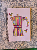 Libreta de colores. Cafetera de colores