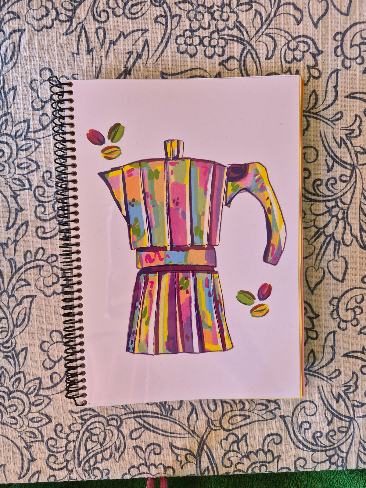 Libreta de colores. Cafetera de colores