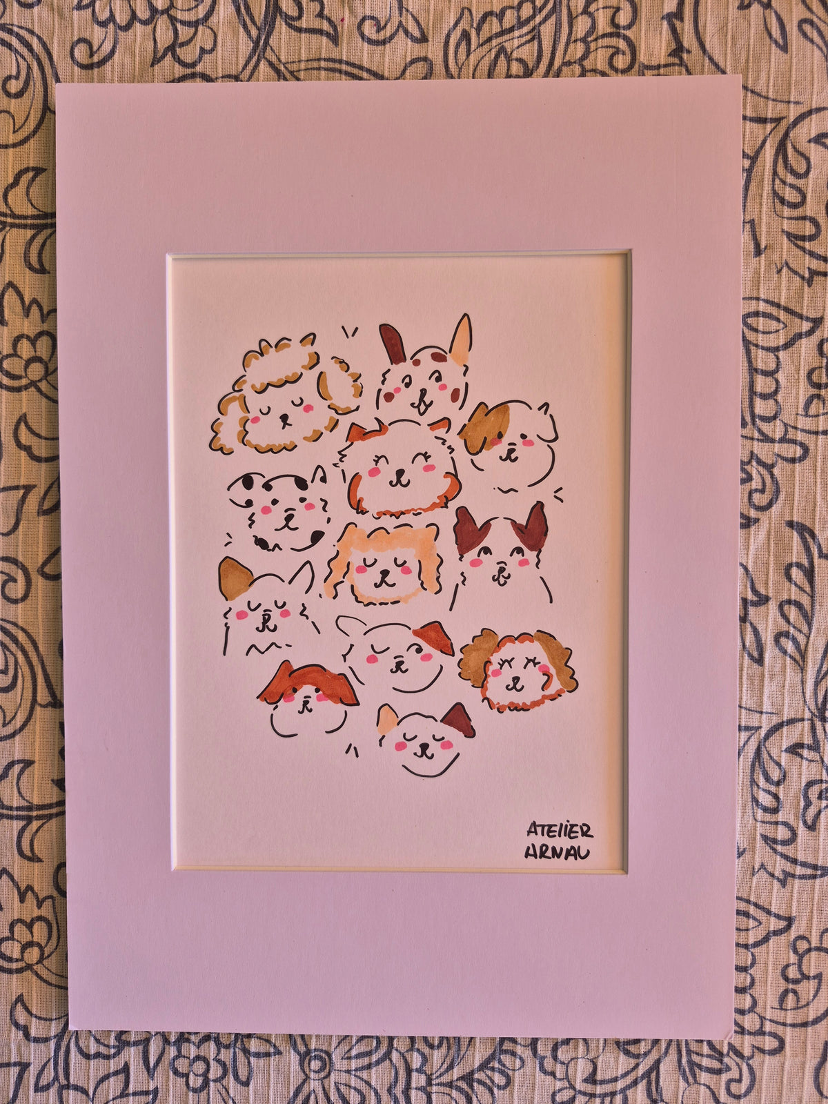 Lámina perritos con Paspartú