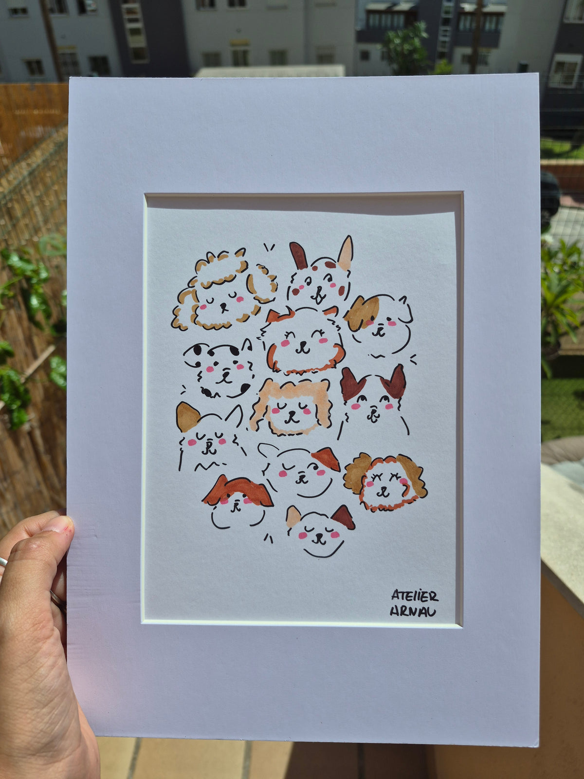 Lámina perritos con Paspartú