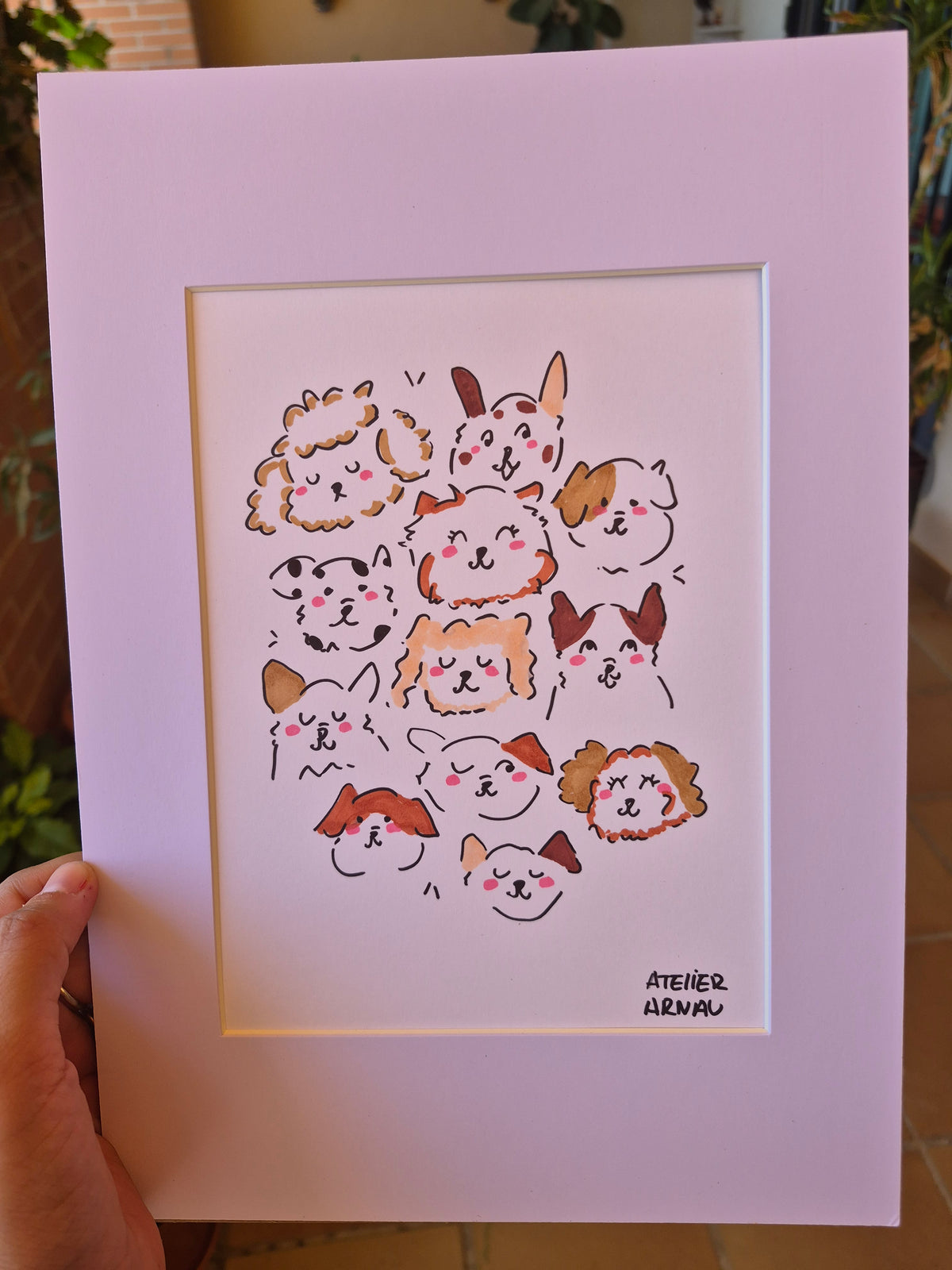 Lámina perritos con Paspartú