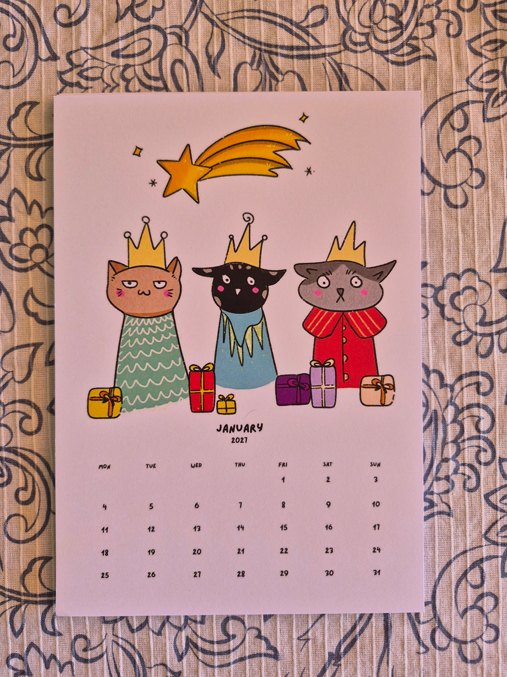 Calendario 2027 de gatitos kawaii