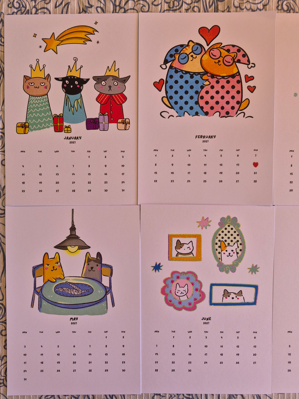 Calendario 2027 de gatitos kawaii