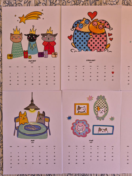 Calendario 2027 de gatitos kawaii