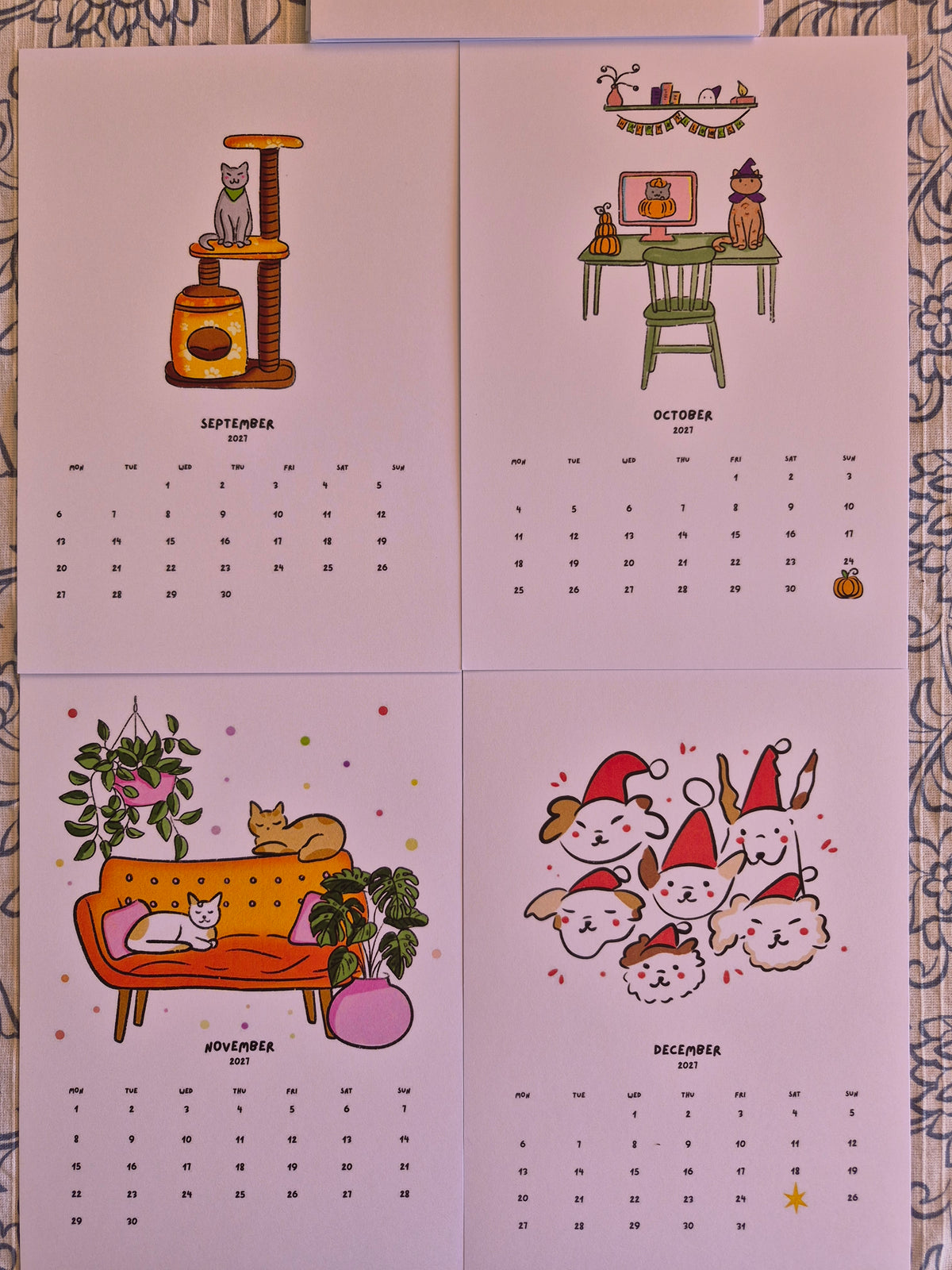 Calendario 2027 de gatitos kawaii