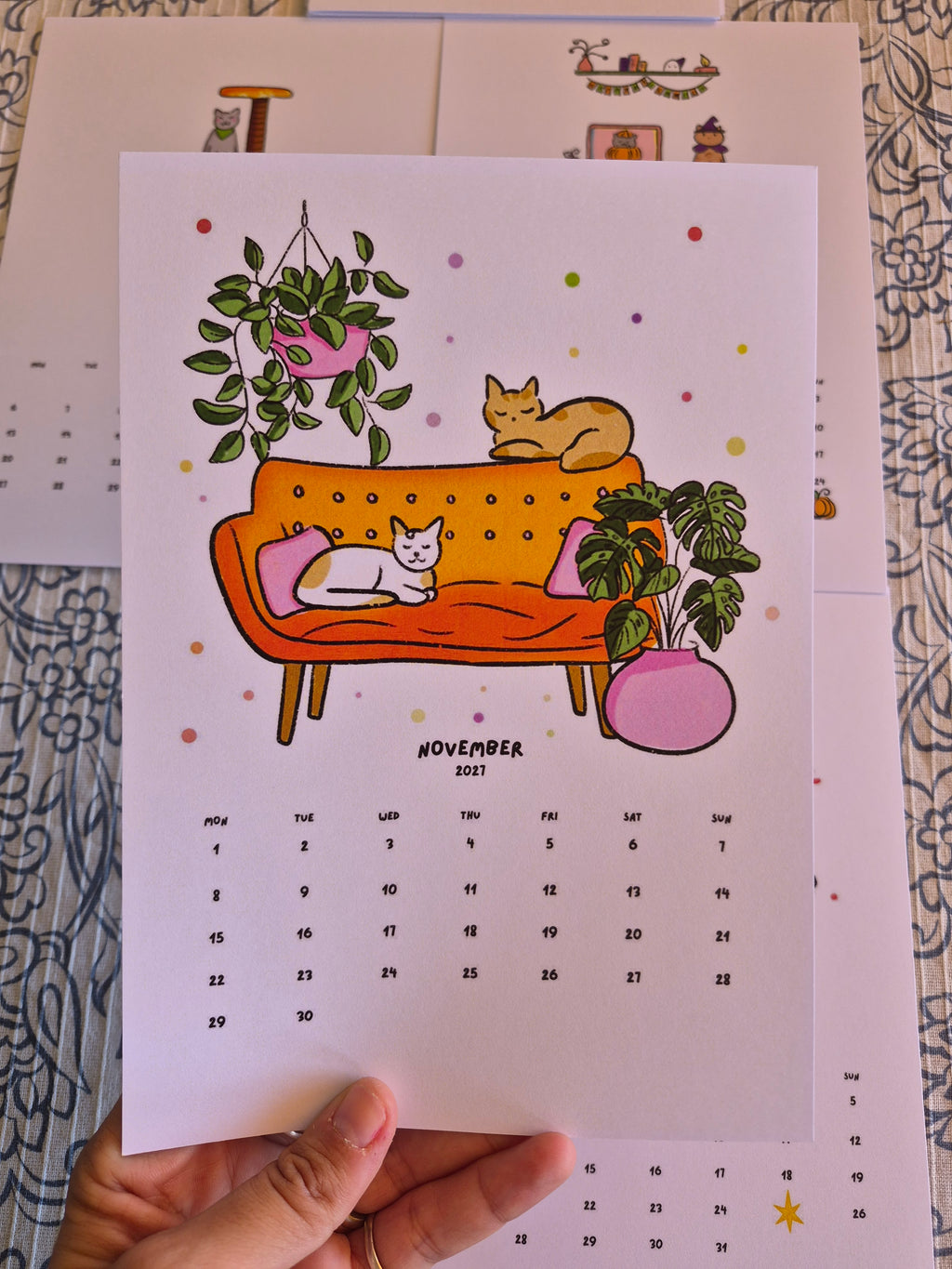 Calendario 2027 de gatitos kawaii