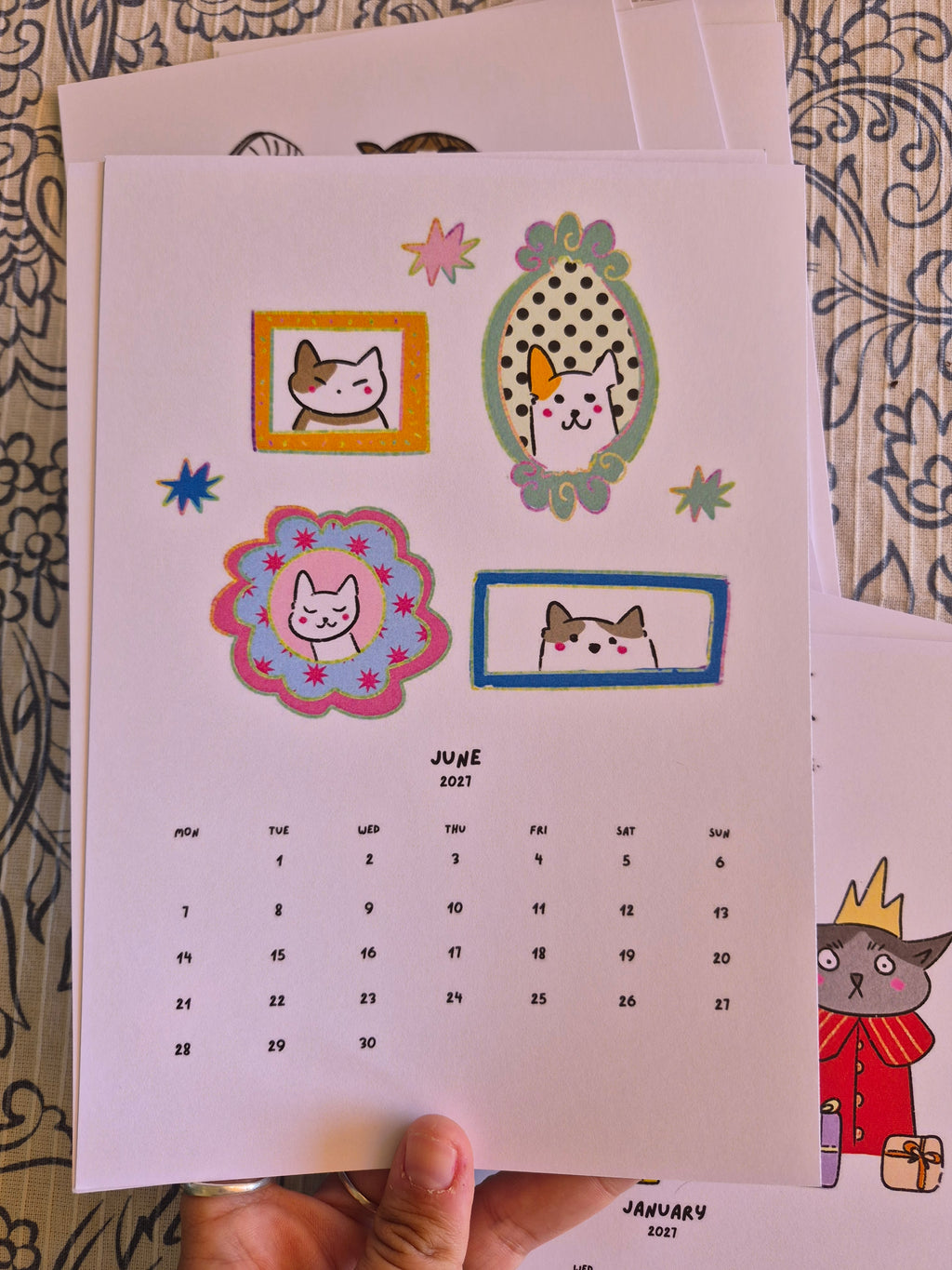 Calendario 2027 de gatitos kawaii