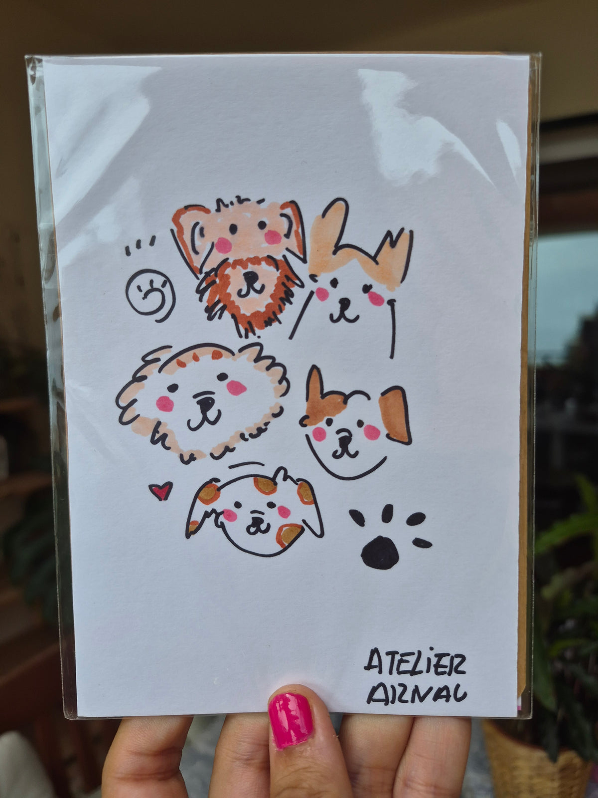 Lámina Pandilla Perritos Kawaii pintada a mano | Atelier Arnau
